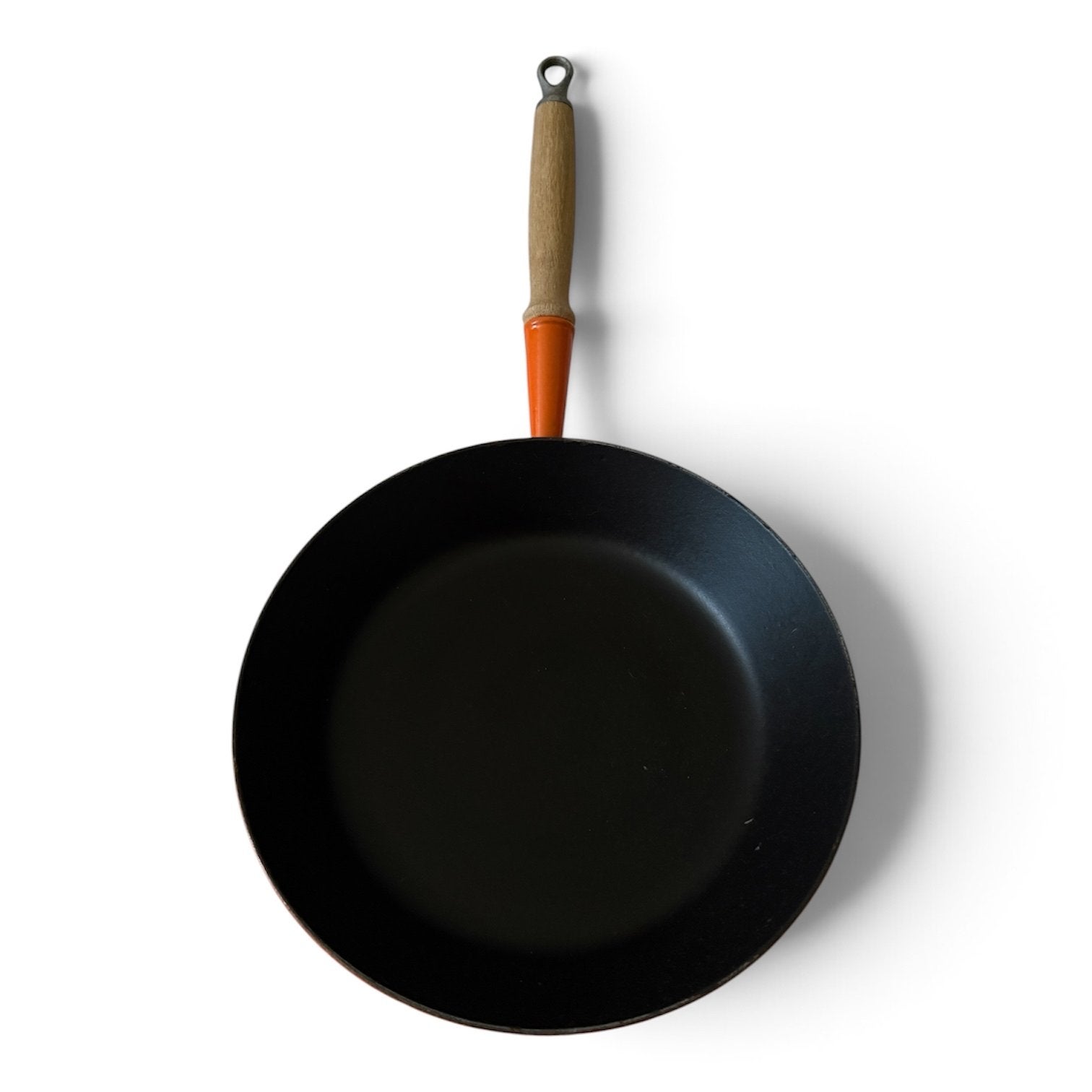 Vintage Le Creuset koekenpan - Oranje geëmailleerd gietijzer, Le Creuset, Gebruikt, Ophalen of Verzenden, Metaal