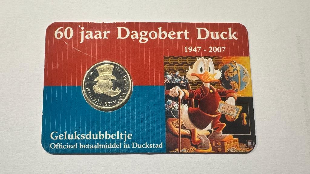DAGOBERT DUCK GELUKSDUBBELTJE ABN AMRO & DONALD DUCK, Postzegels en Munten, Ophalen of Verzenden, Koningin Beatrix, Losse munt