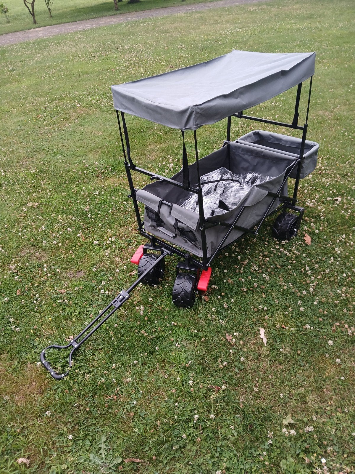 Opvouwbare bolderkar met zonnekap en regenhoes, Caravans en Kamperen, Bolderkarren, Ophalen, Opvouwbaar, Nieuw