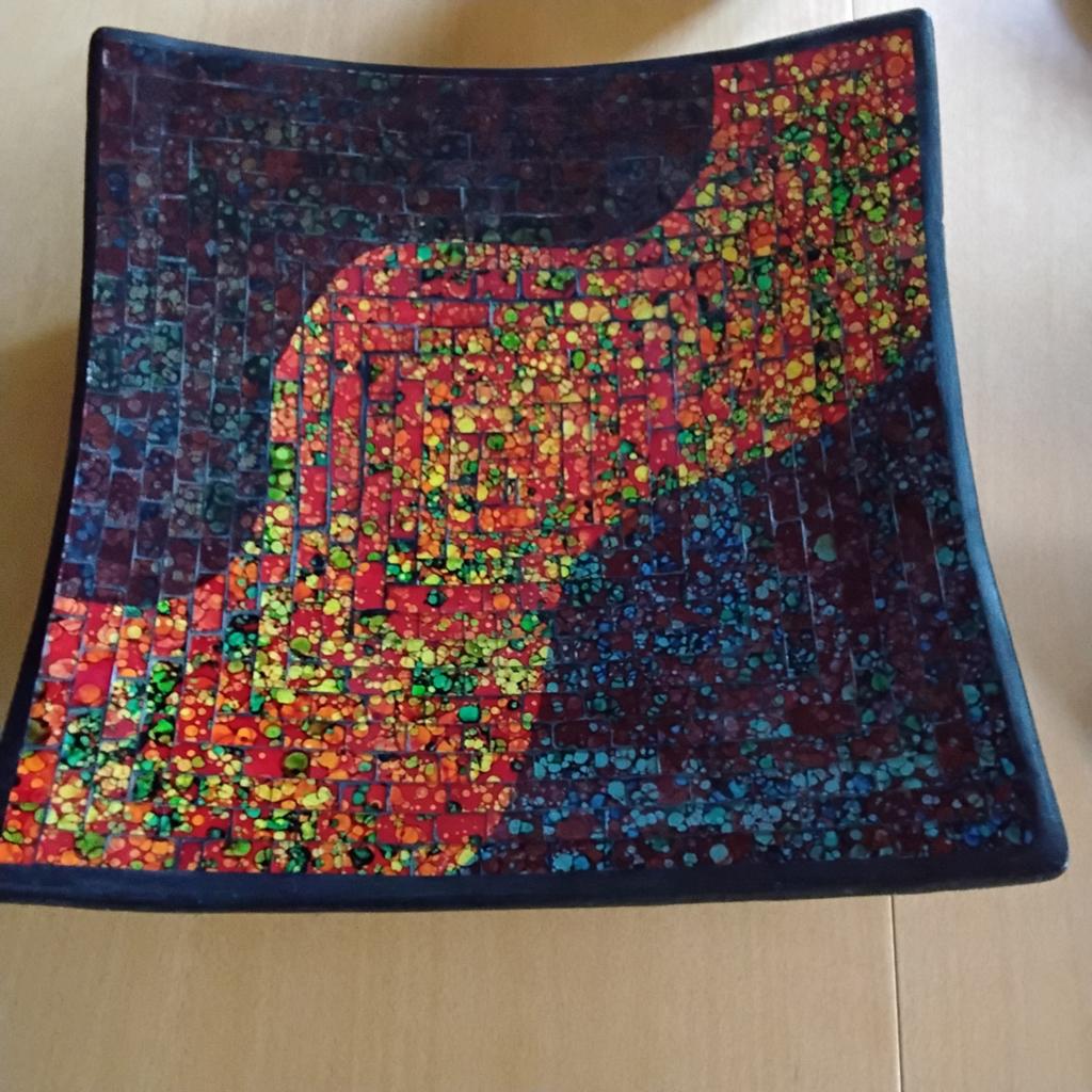 Grote mozaïek schaal, handgemaakt, 40x40 cm, Ophalen of Verzenden, Zo goed als nieuw, Rond, Steen of Aardewerk