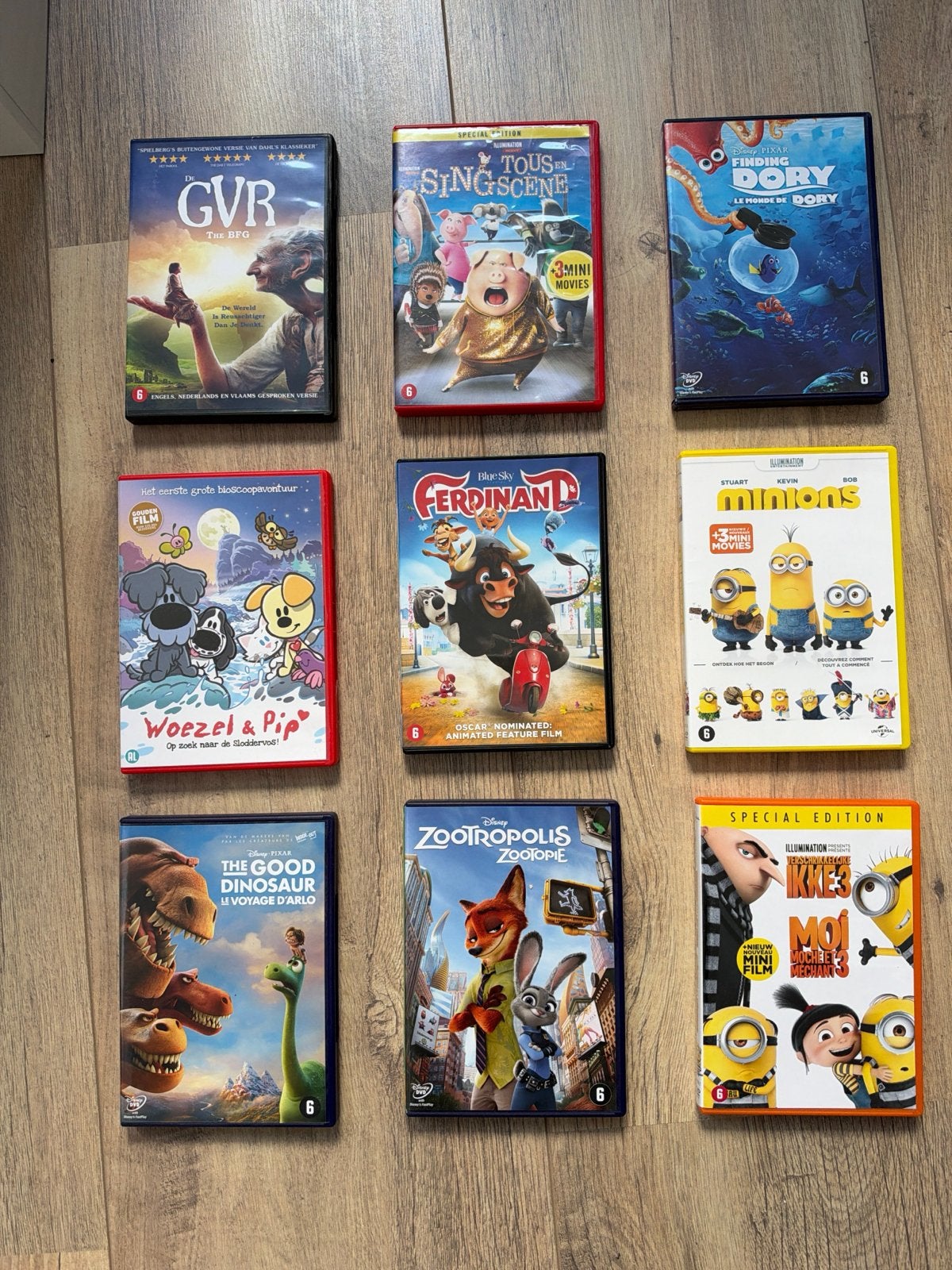 9 populaire kinder- & animatiefilms (o.a. Disney, Pixar), Cd's en Dvd's, Gebruikt, Animatie, Speciale editie, Nederlands