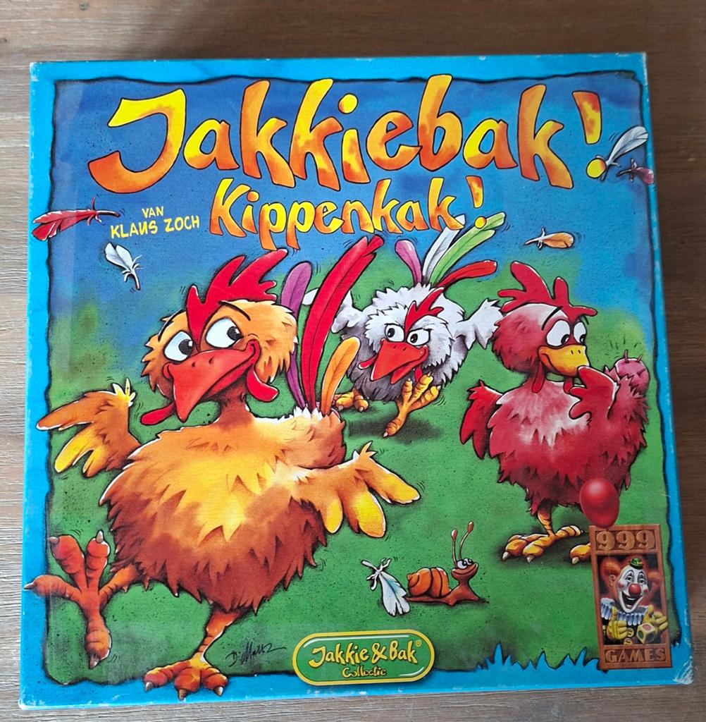 Jakkiebak! Kippenkak! Bordspel, Drie of vier spelers, Ophalen of Verzenden, Zo goed als nieuw, 999 Games