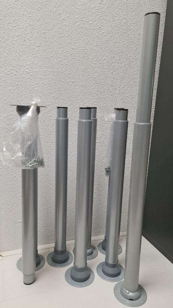 8 tafelpoten, ikea, verstelbaar, chroom van kleur, Huis en Inrichting, Tafelonderdelen, Ophalen, Tafelpoot, Minder dan 50 cm, 50 tot 100 cm
