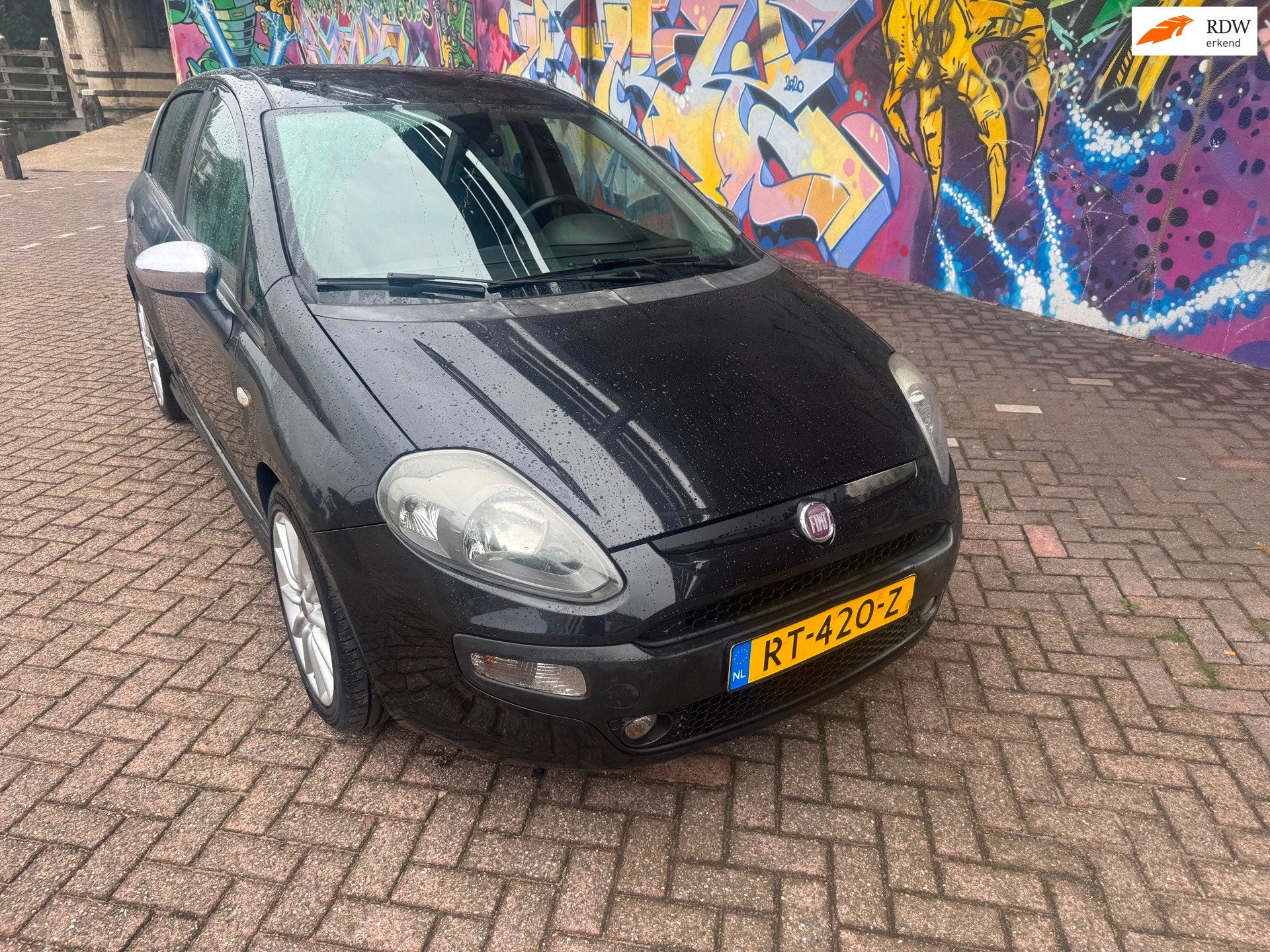 Fiat Punto Evo 1.4-16V Multiair Sport turbo. Leer Airco.ijs, Voorwielaandrijving, 135 pk, Zwart, 4 cilinders