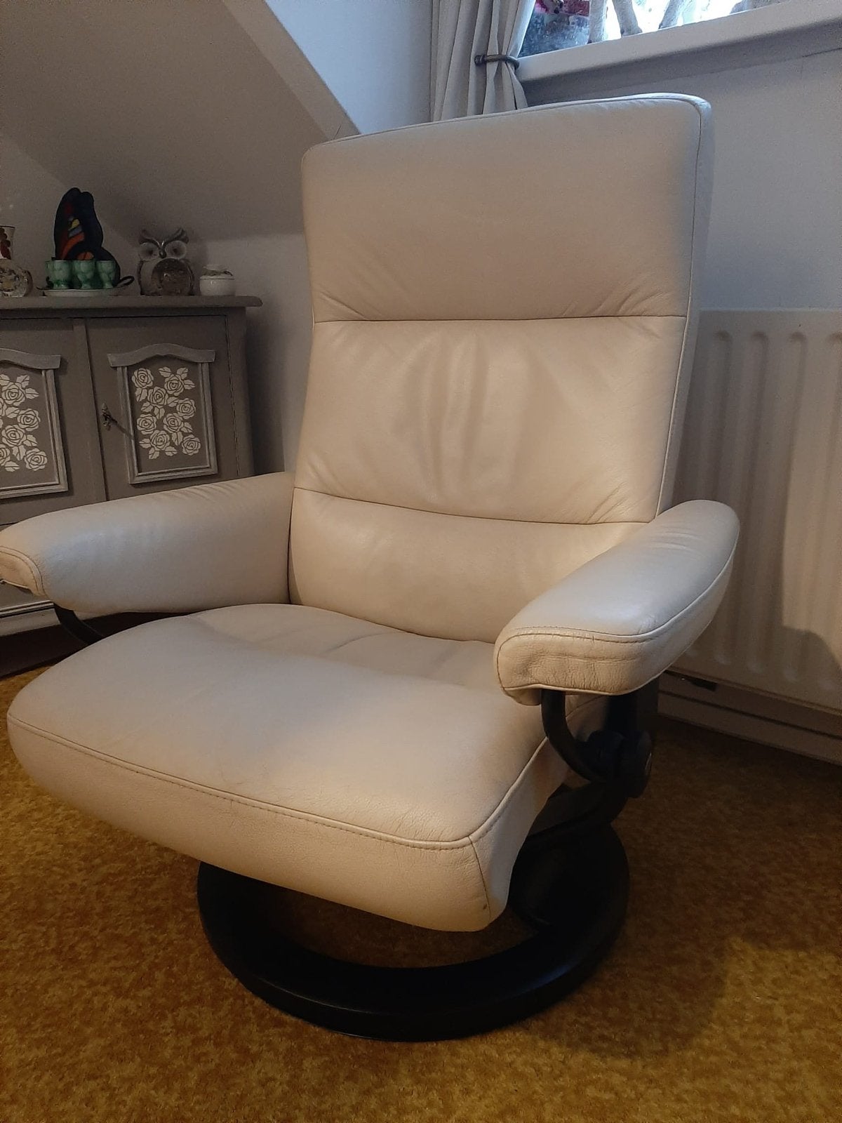 Stressless fauteuil, crème leer, zeer comfortabel, Ophalen, Gebruikt, Overige kleuren, Leer