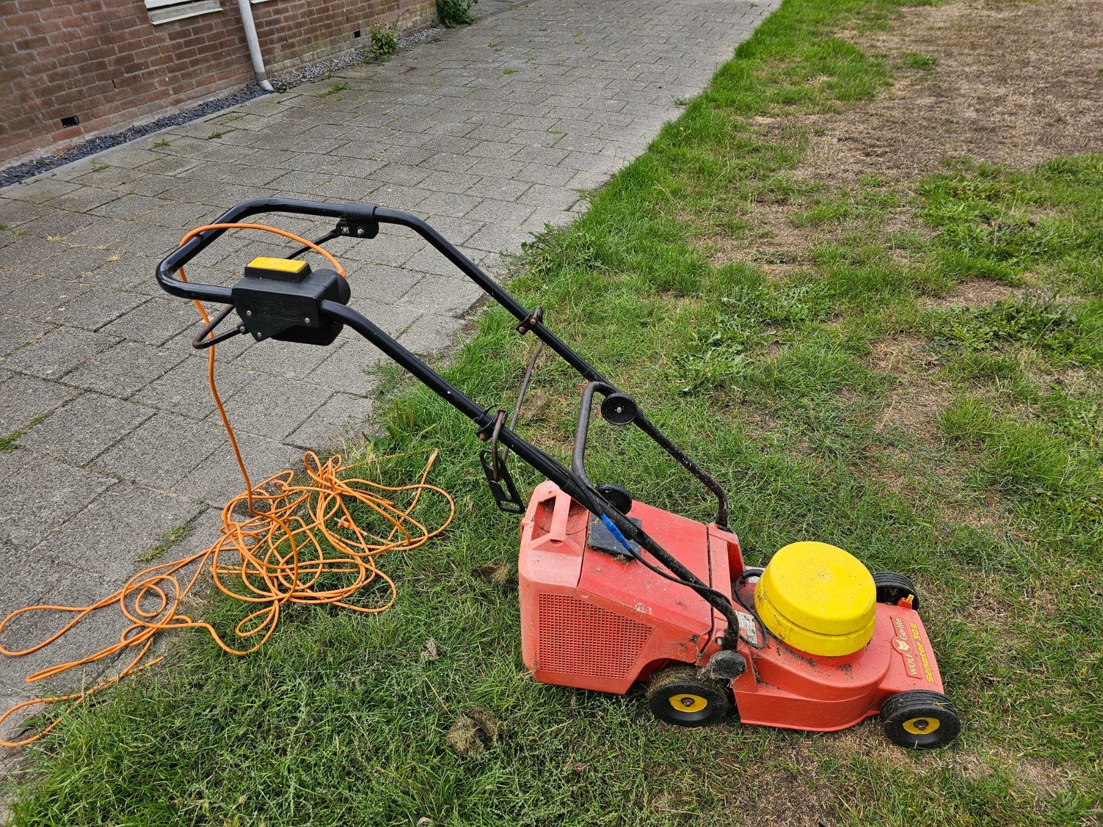 verlengsnoer+Wolf Garten Senator 30E Elektrische Grasmaaier, Tuin en Terras, Grasmaaiers, Ophalen, Cirkelmaaier, Elektrische grasmaaier