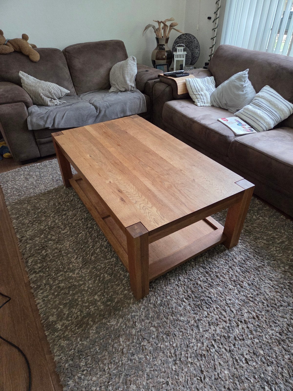 Massief eikenhouten salontafel (120x70x45 cm), Ophalen, 100 tot 150 cm, Eikenhout, 50 tot 100 cm