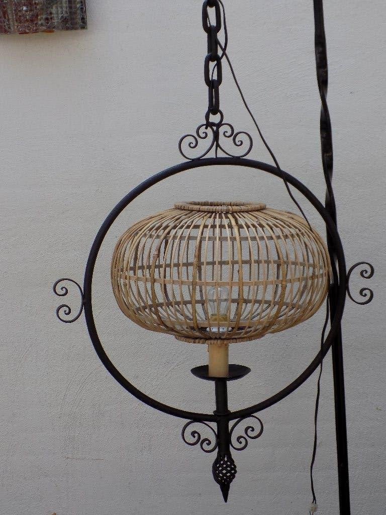 Vintage lamp retro metaal hanglamp, Ophalen, Gebruikt, Metaal