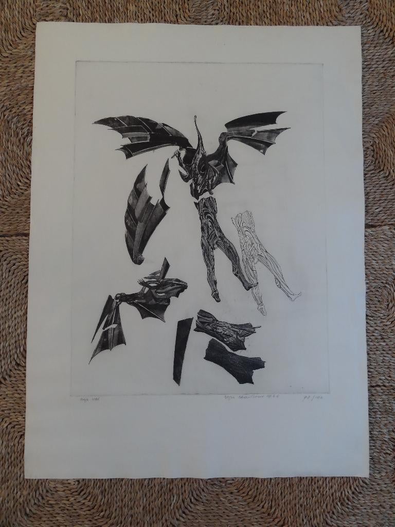 Grote ets van Roger Chailloux uit 1966 bladmaat 64 x 87 cm, Verzenden, Ets, Gesigneerd