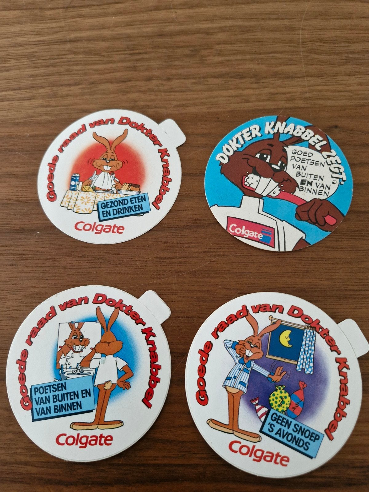 1699 Vintage Colgate Dokter Knabbel Stickers - 7 cm, Ophalen of Verzenden, Gebruikt, Overige typen