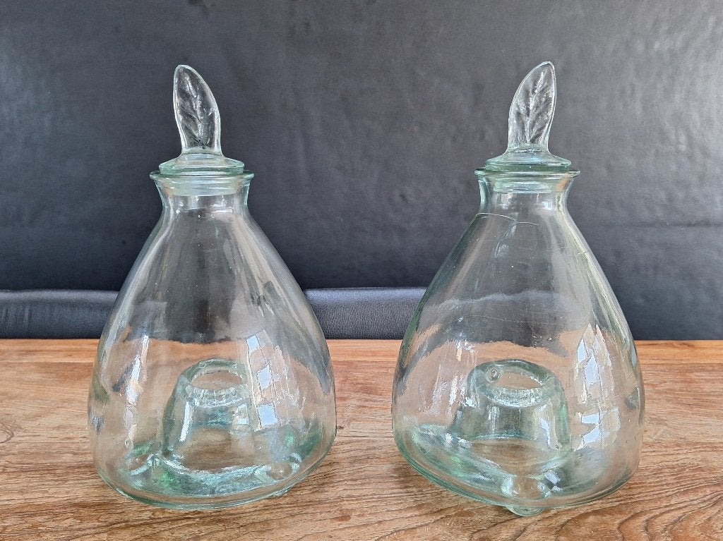 vintage paar Pizarro glazen wespen vliegenvanger h= 30cm, Ophalen of Verzenden, Zo goed als nieuw, Glas, Mediterraans
