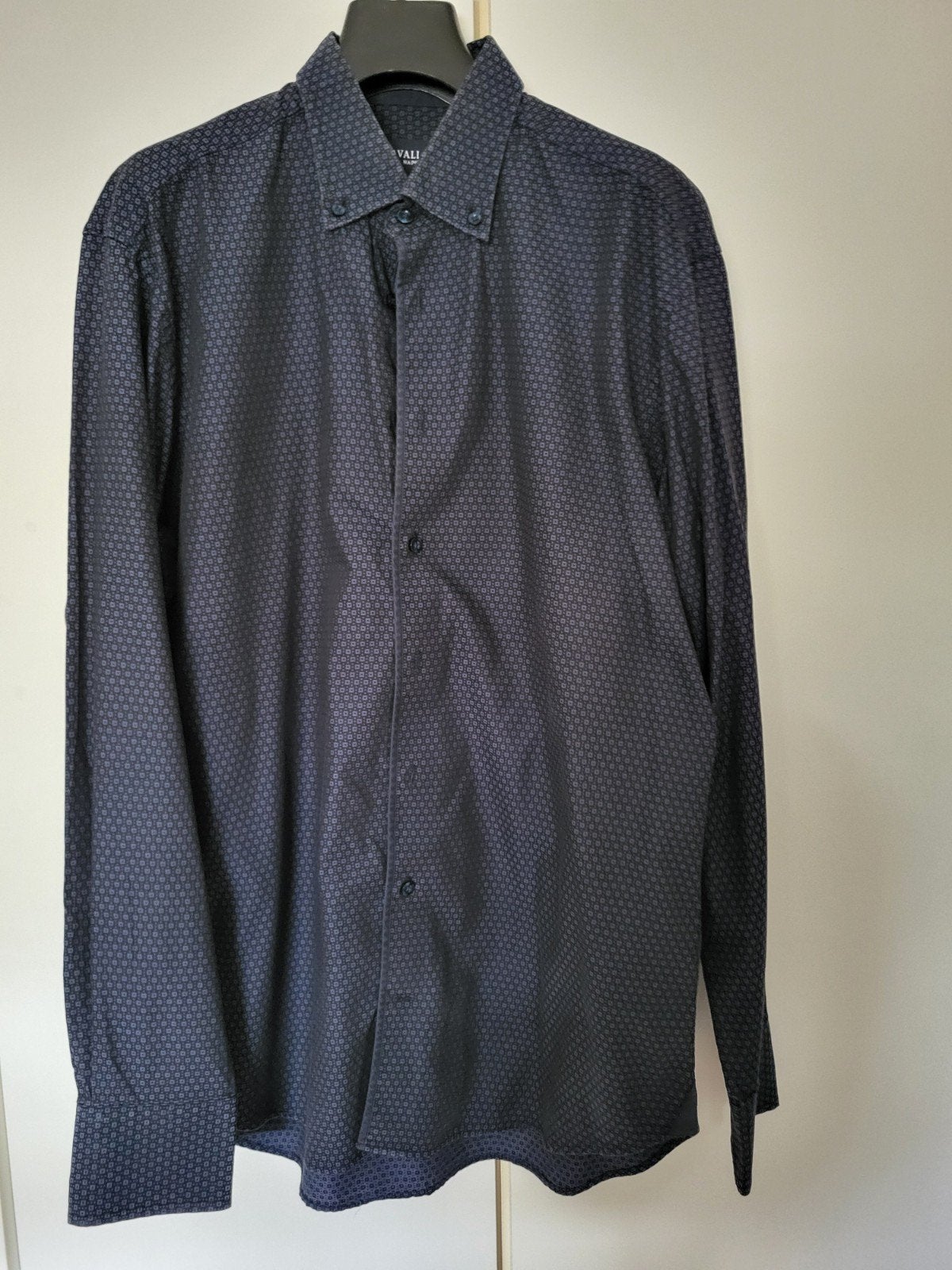 Donkerblauw overhemd/herenblouse Cavallaro, Ophalen of Verzenden, Zo goed als nieuw, Blauw, Halswijdte 43/44 (XL)