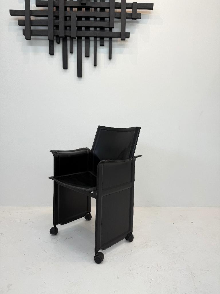 Matteo Grassi Tito Agnoli stoel – vintage designstoel, Ophalen, Gebruikt, Zwart, Leer