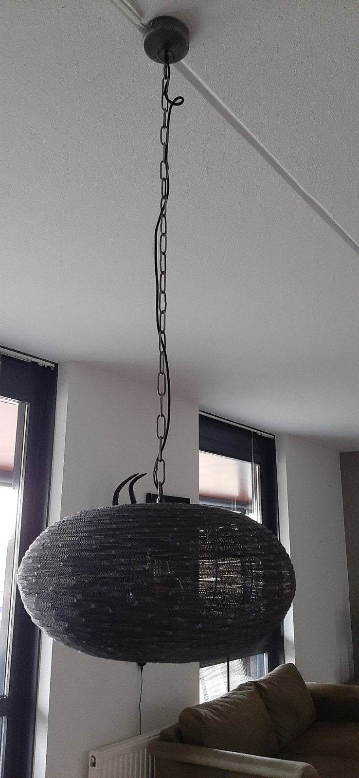 Moderne hanglamp - Zwart gevlochten design, Huis en Inrichting, Ophalen, Modern, Gevlochten, Metaal, E27 (groot)