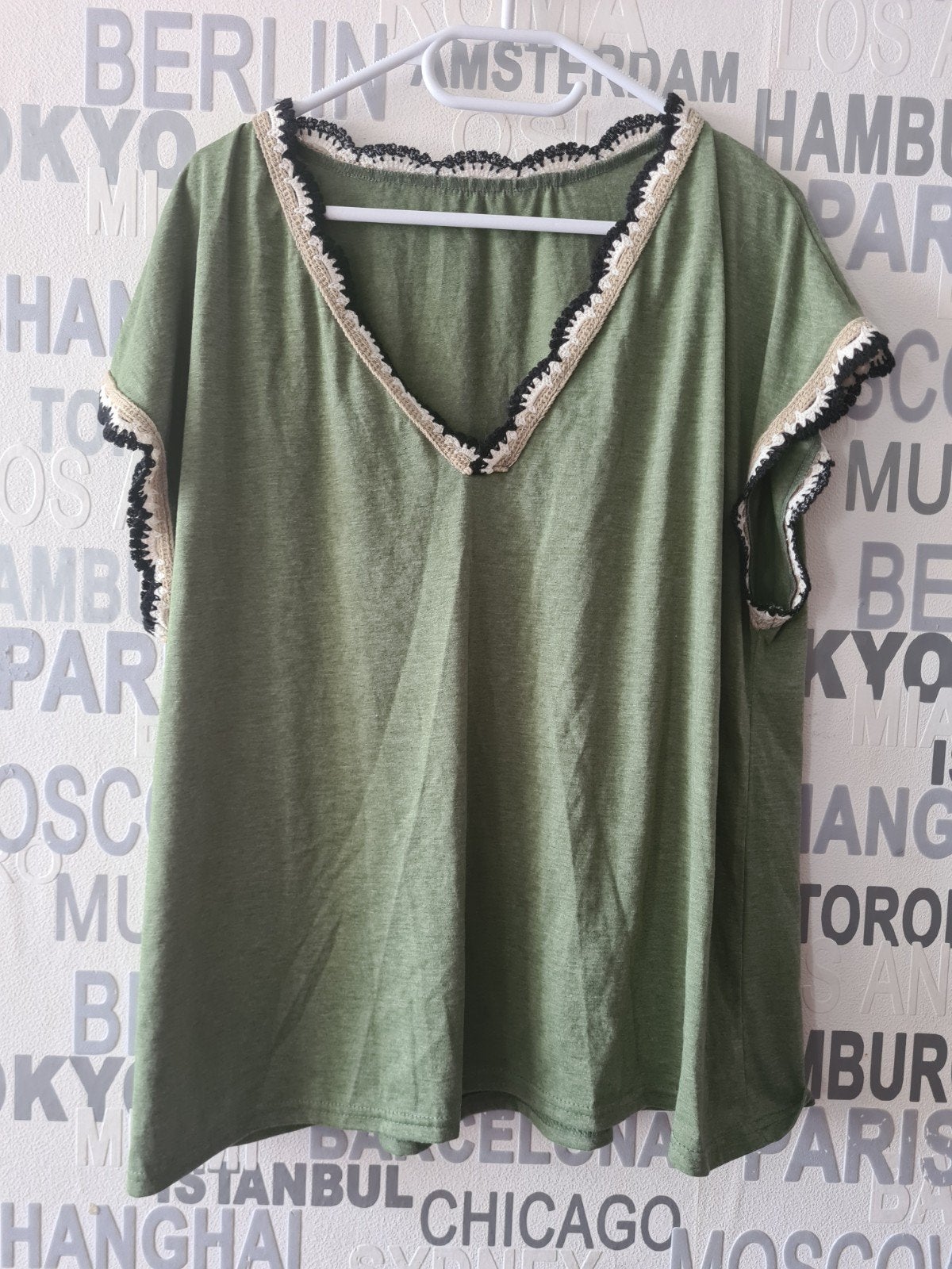 Groen T-shirt met gehaakte details - Maat XL, Kleding | Dames, Grote Maten, Onbekend, Gedragen, Groen, Shirt of Top