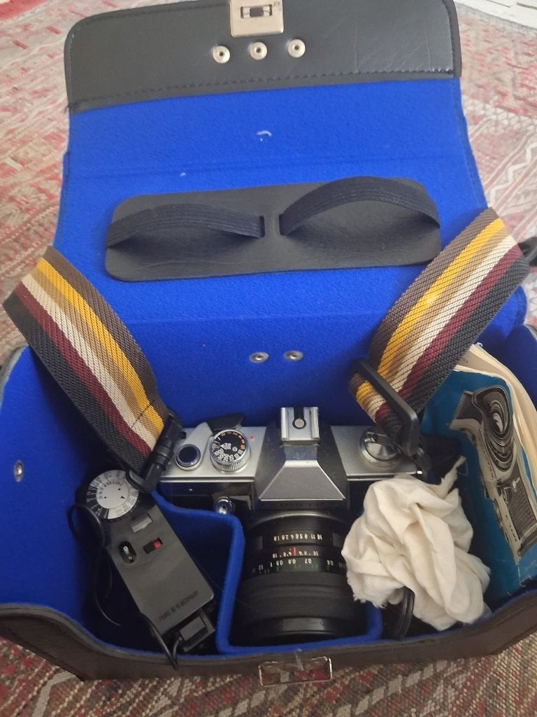 Praktica mtl3 camera compleet met flitser en doos, Ophalen, Gebruikt, Spiegelreflex, Overige Merken