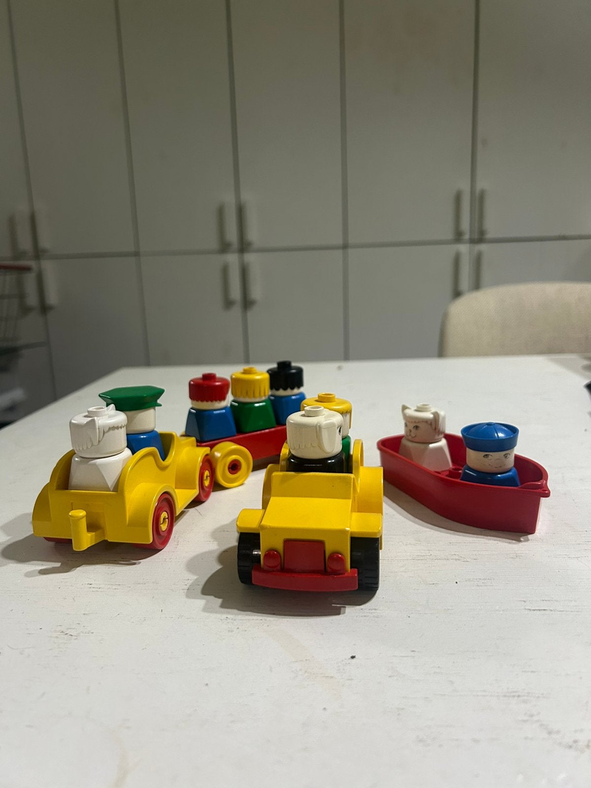 Vintage LEGO Duplo Primo voertuigen lot | trein auto boot, Verzenden, Gebruikt, Duplo
