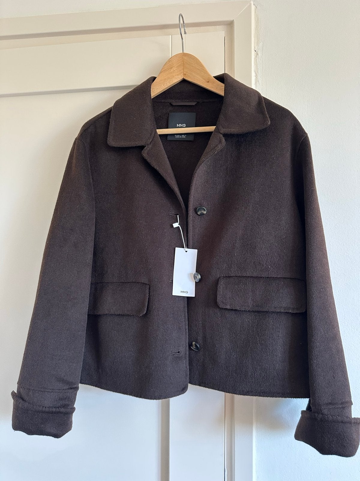 Nieuwe mango Bruine wollen Jas Maat L - nieuw met labels, Ophalen of Verzenden, Nieuw, Maat 42/44 (L), Bruin