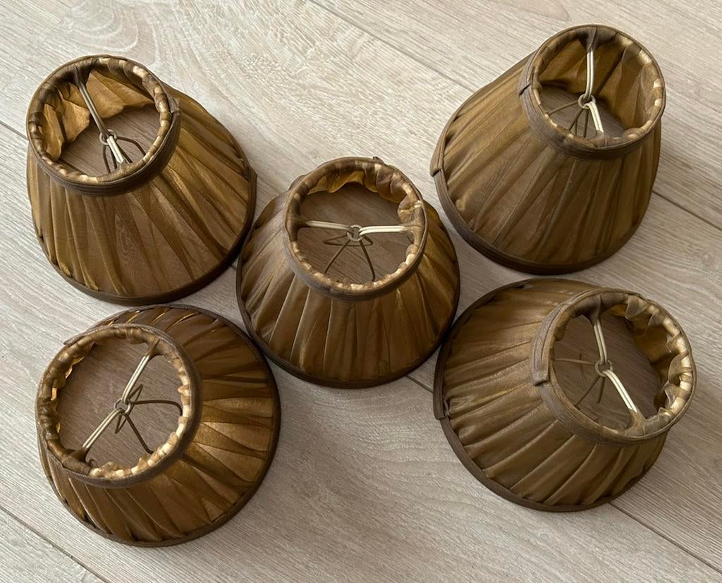 Lampenkapjes organza bruin (5 stuks) voor kroonluchter, Ophalen, Bruin, Rond, Landelijk klassiek brocante