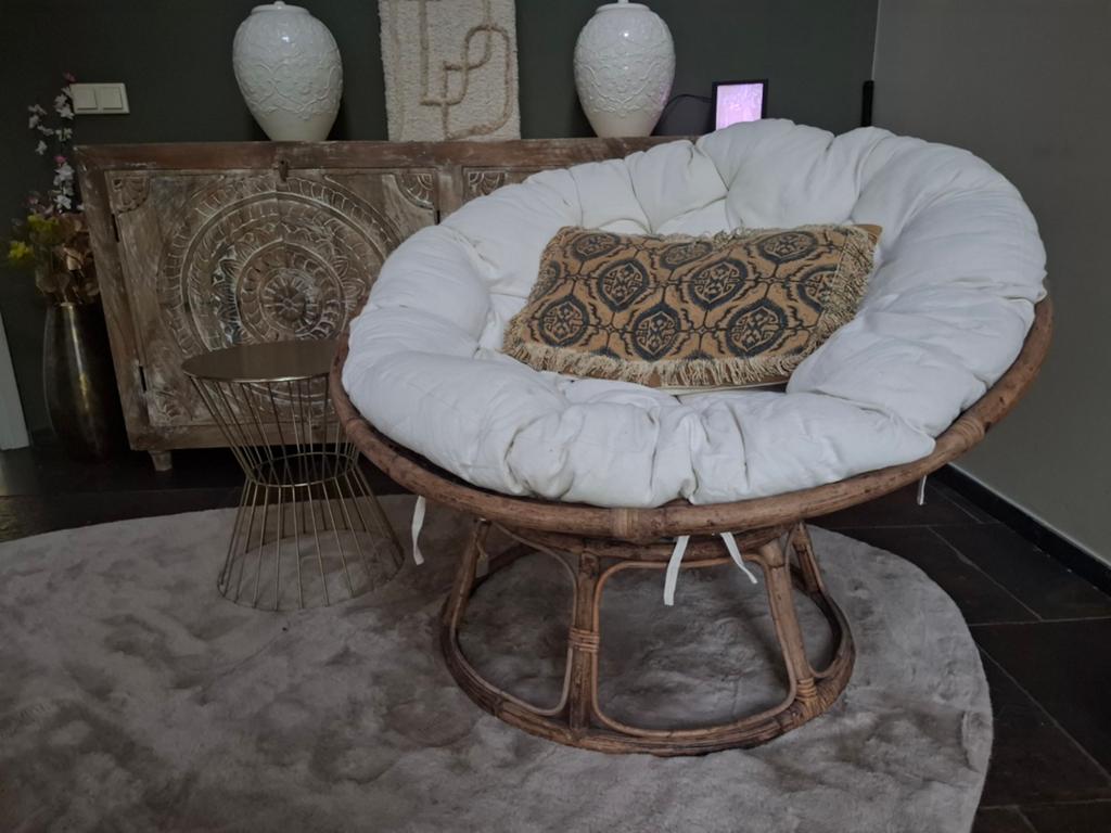 Papasan stoel met kussen - Rotan fauteuil, Bohemian, Retro, Gebruikt, Overige kleuren, Eén