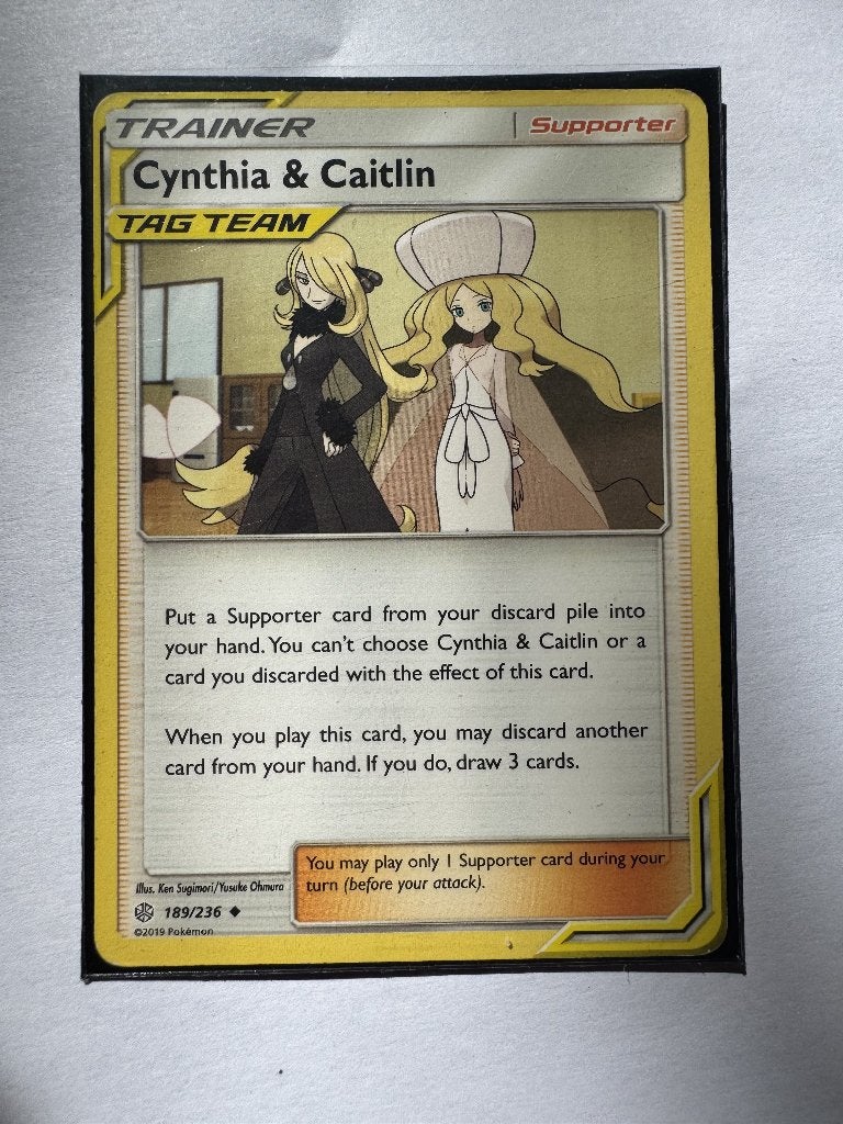 Cynthia & Caitlin #189 Pokemon Cosmic Eclipse, Verzamelen, Ophalen of Verzenden, Gebruikt, Speelkaart(en)