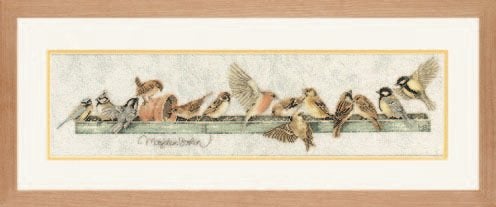 Borduurpakket Voederplank met vogels MB 34287, ., Nieuw, Ophalen of Verzenden, .