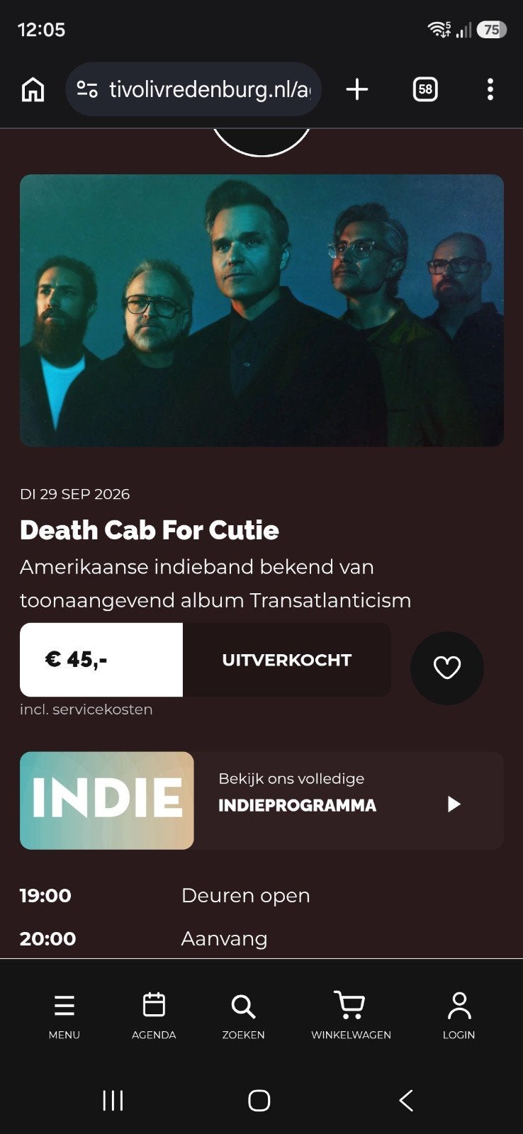 kaartje voor Death Cab For Cutie, Eén persoon