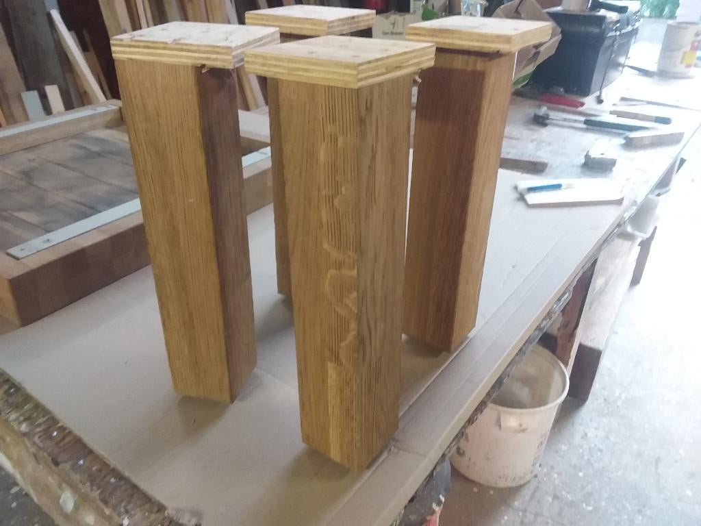 Rustiek eiken tafelpoten 8x8 cm, Huis en Inrichting, Tafelonderdelen, Ophalen, Tafelpoot, 50 tot 100 cm, Nieuw