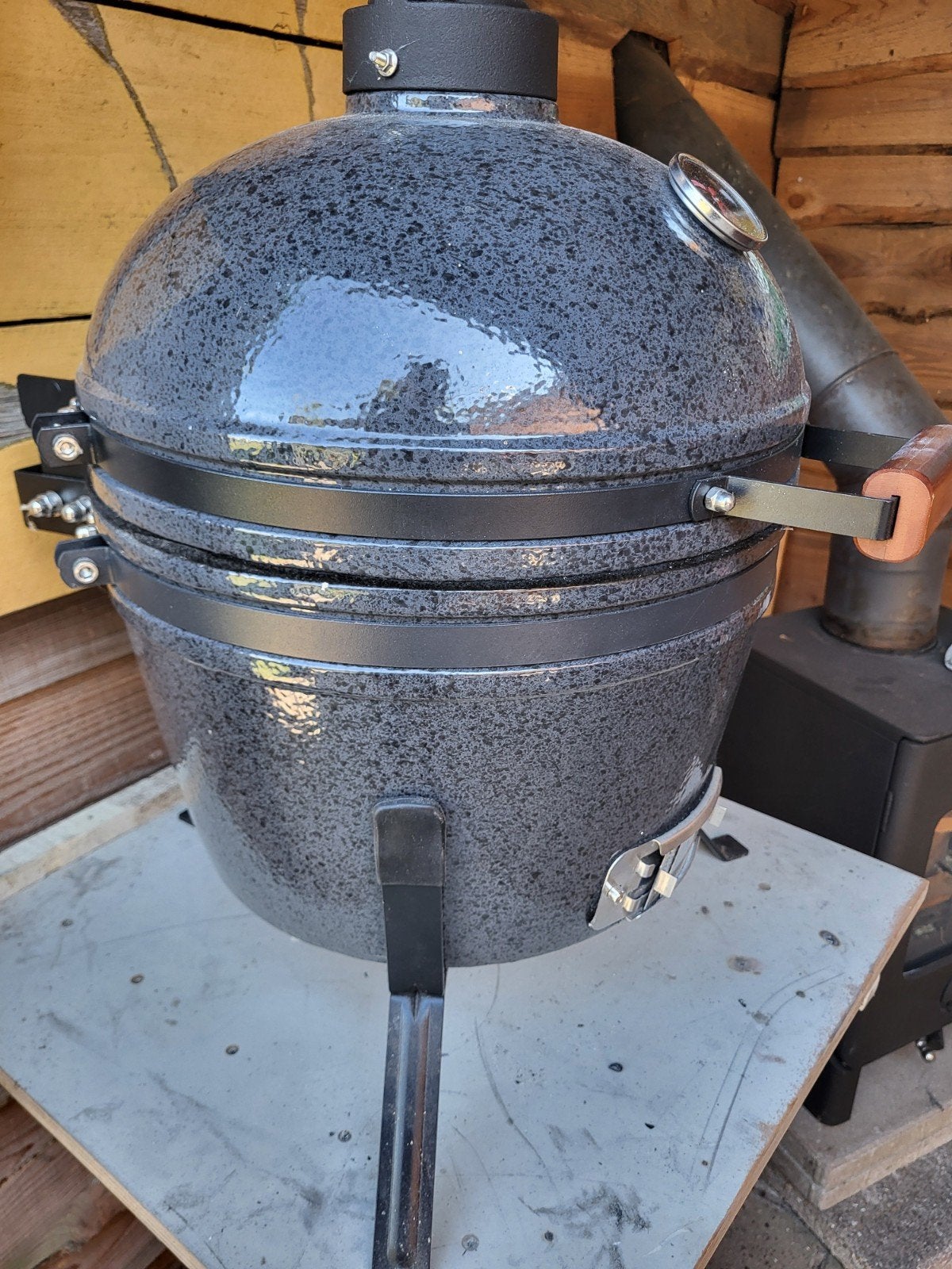Keramische Kolen Barbecue Zwart met Starter en Hoes, Ophalen, Zo goed als nieuw