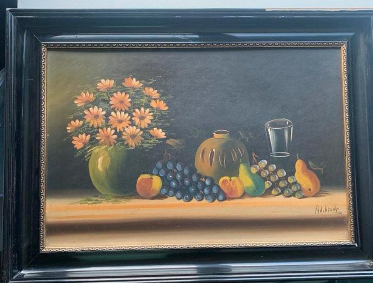 Mooi schilderij stilleven gesigneerd, Antiek en Kunst, Kunst | Schilderijen | Klassiek, Ophalen of Verzenden