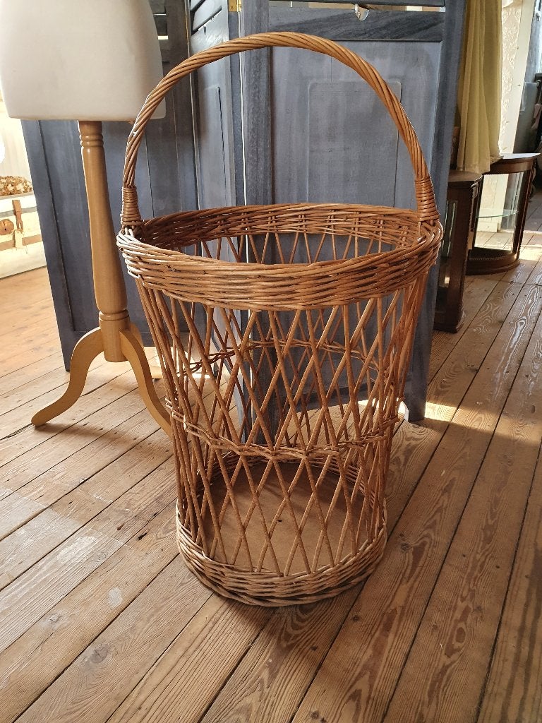 Brocante rieten mand groot, Mand, *, Rond, Zo goed als nieuw