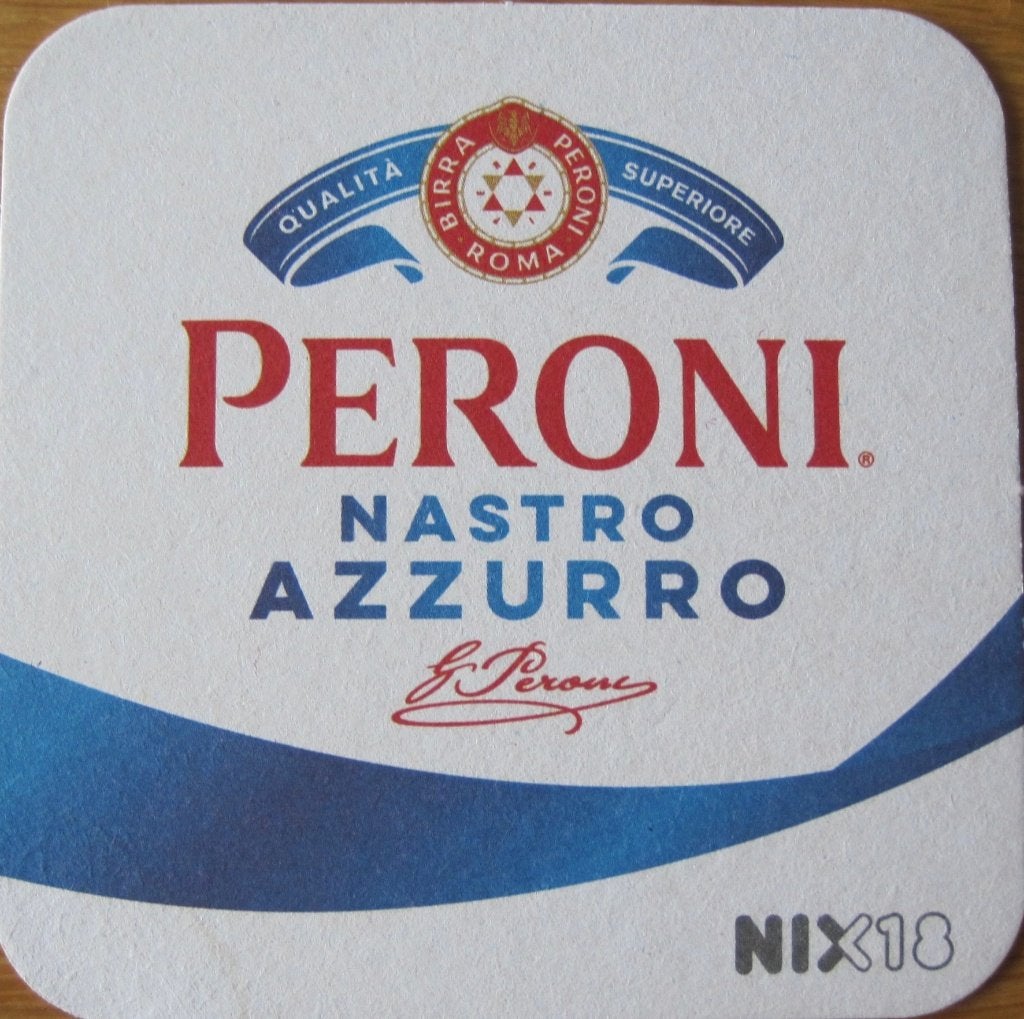 bierviltje van Peroni Nastro Azzurro, Ophalen of Verzenden, Zo goed als nieuw, Viltje(s), Overige merken