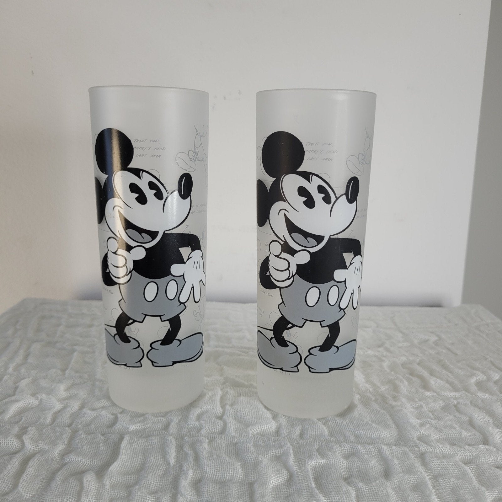 Disney Resort Parijs Mickey Mouse hoge glazen set x2, Ophalen of Verzenden, Zo goed als nieuw, Frisdrankglas