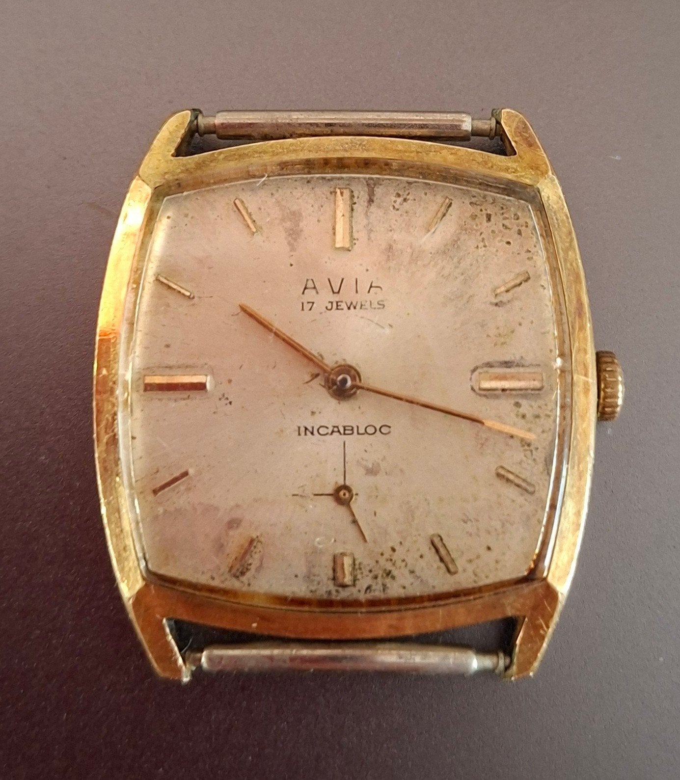 Vintage Avia 17 Jewels Incabloc Polshorloge - Werkend, Overige merken, Overige materialen, Polshorloge, Verguld