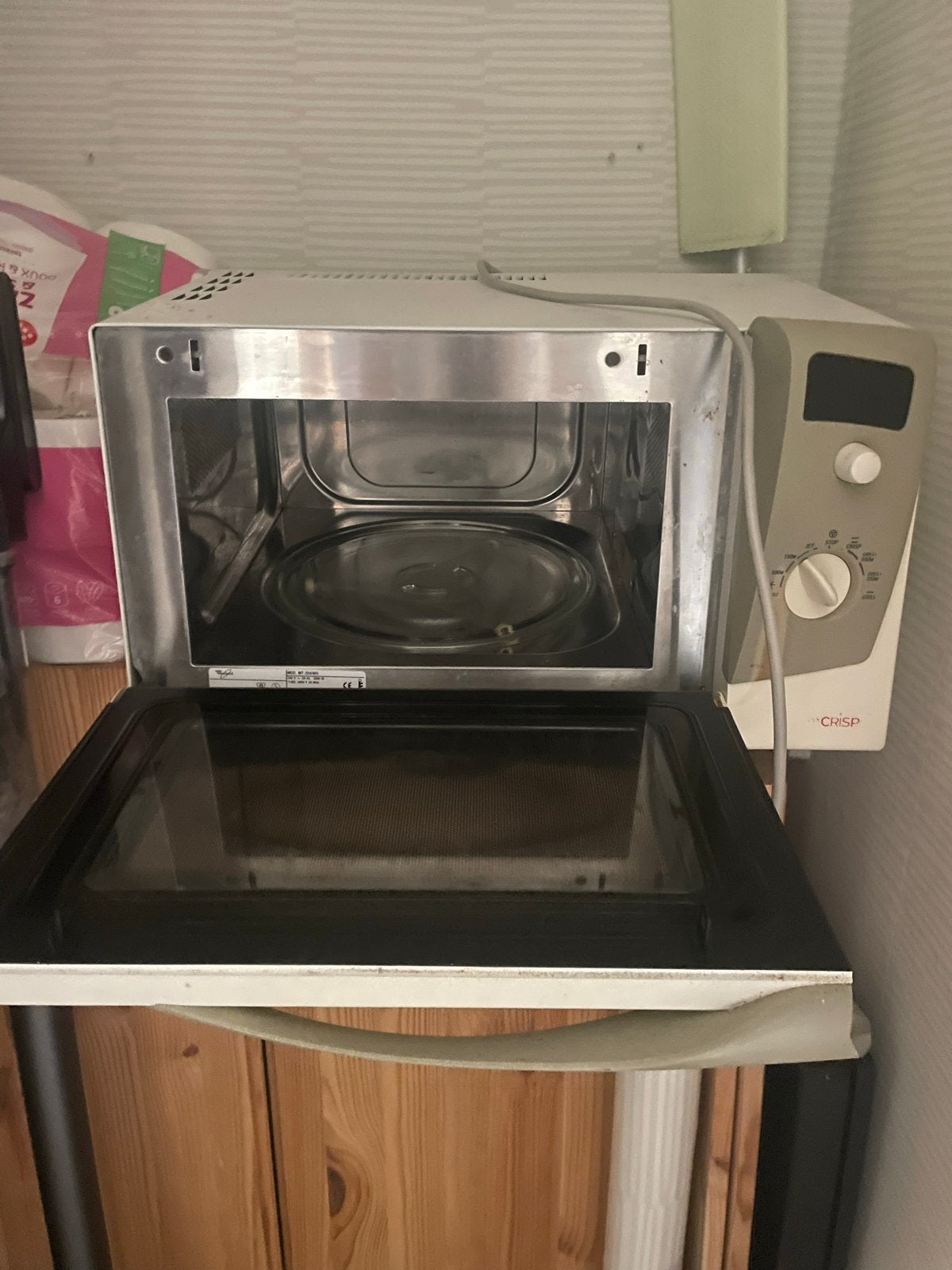 Whirlpool Magnetron - Werkt goed, Witgoed en Apparatuur, Magnetrons, Gebruikt, Vrijstaand, Magnetron, 45 tot 60 cm, Crisp, Draaiplateau
