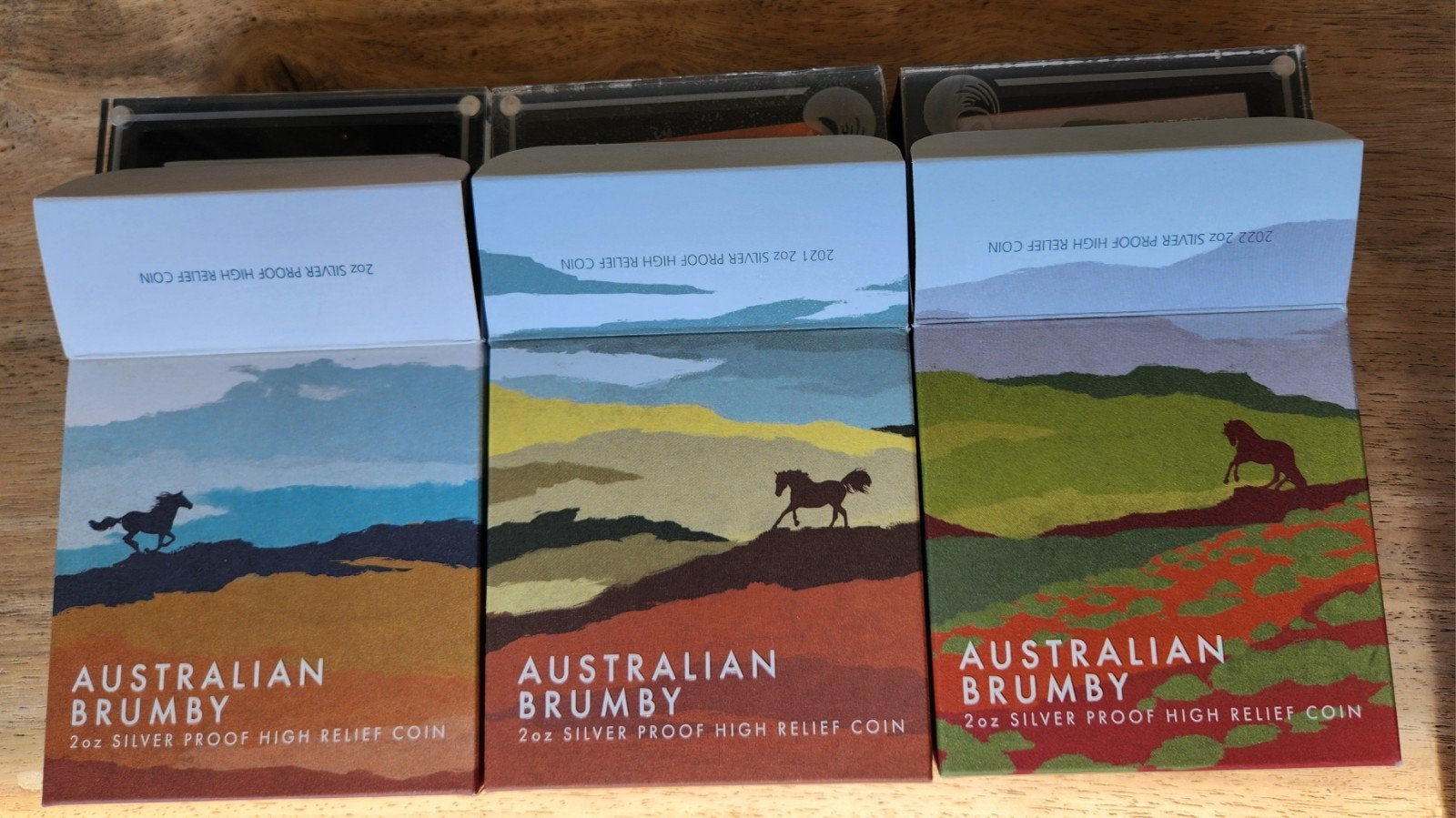 3x 2 oz Australian Brumby 2020, 2021,  2022 zilver proof coa, Ophalen of Verzenden, Zilver