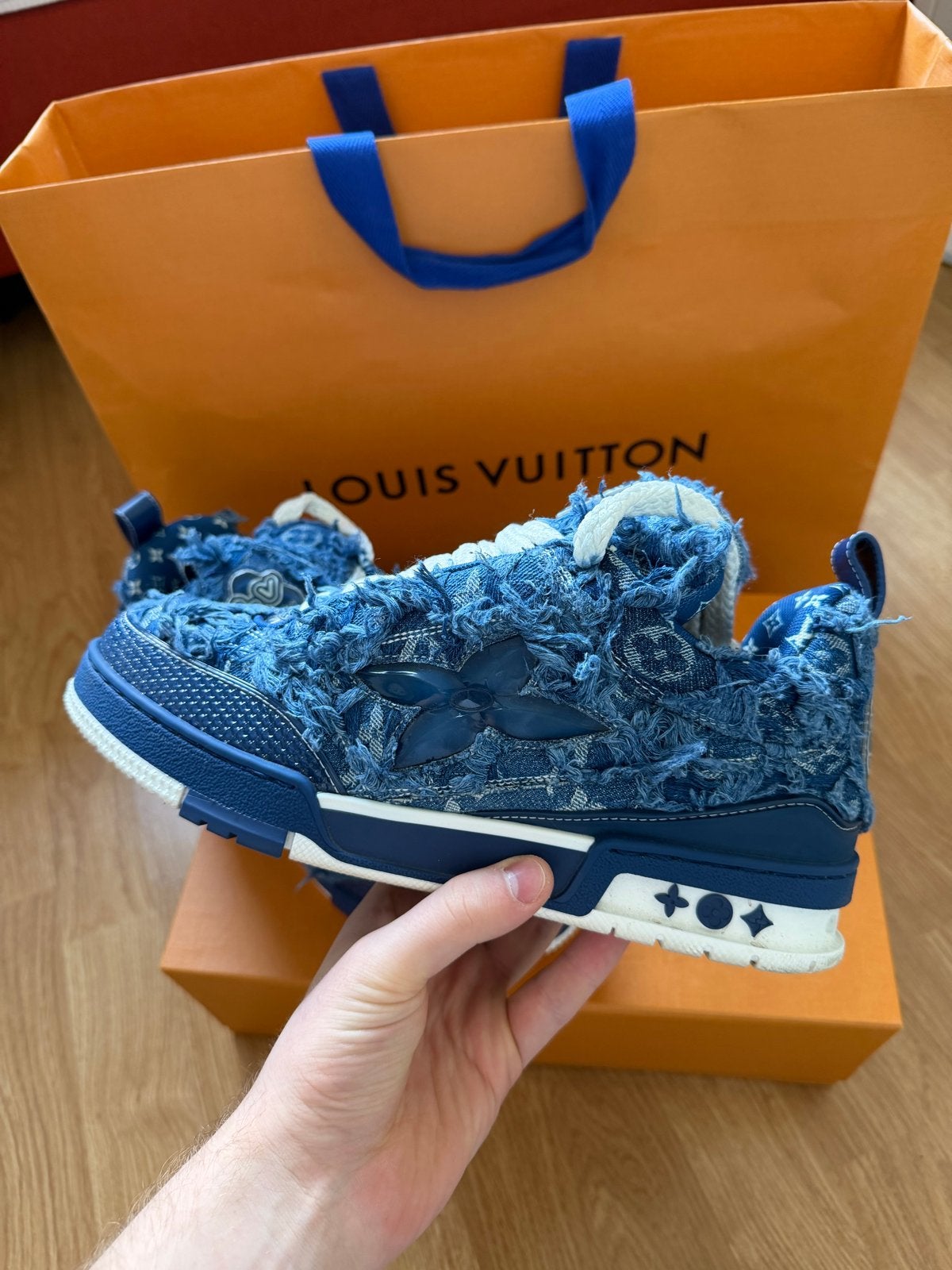 Louis Vuitton Skate Denim, Blauw, Ophalen of Verzenden, Sneakers of Gympen, Zo goed als nieuw
