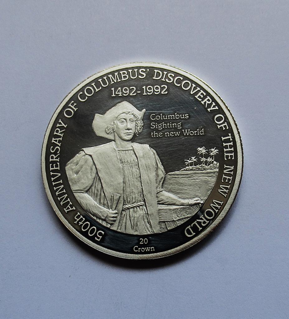 Turks and Caicos Islands 20 crown 1992, Verzenden, Midden-Amerika, Zilver