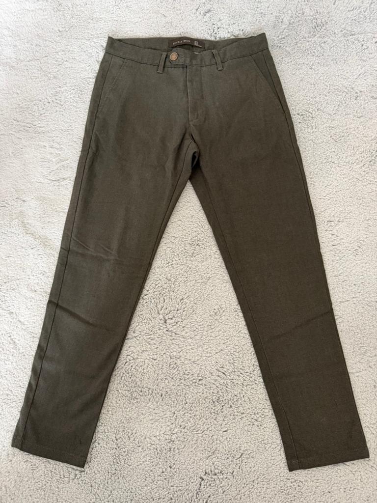 Zara Olive Groene Chino Broek Maat 29 - Perfecte Staat, Ophalen of Verzenden, Zo goed als nieuw, Maat 46 (S) of kleiner, Groen