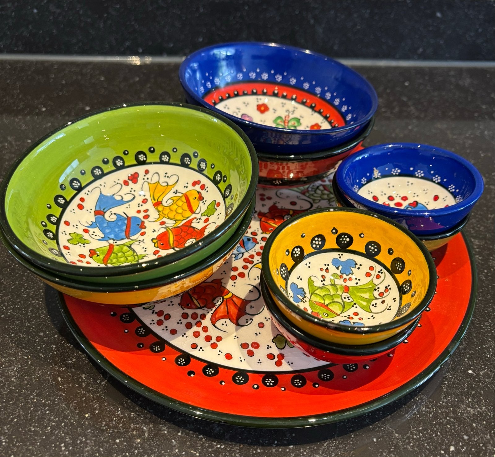 Handgemaakte set - 9 stuks van Nimet van Bowls and Dishes, Huis en Inrichting, Keuken | Servies, Aziatisch, Gebruikt, Overige merken