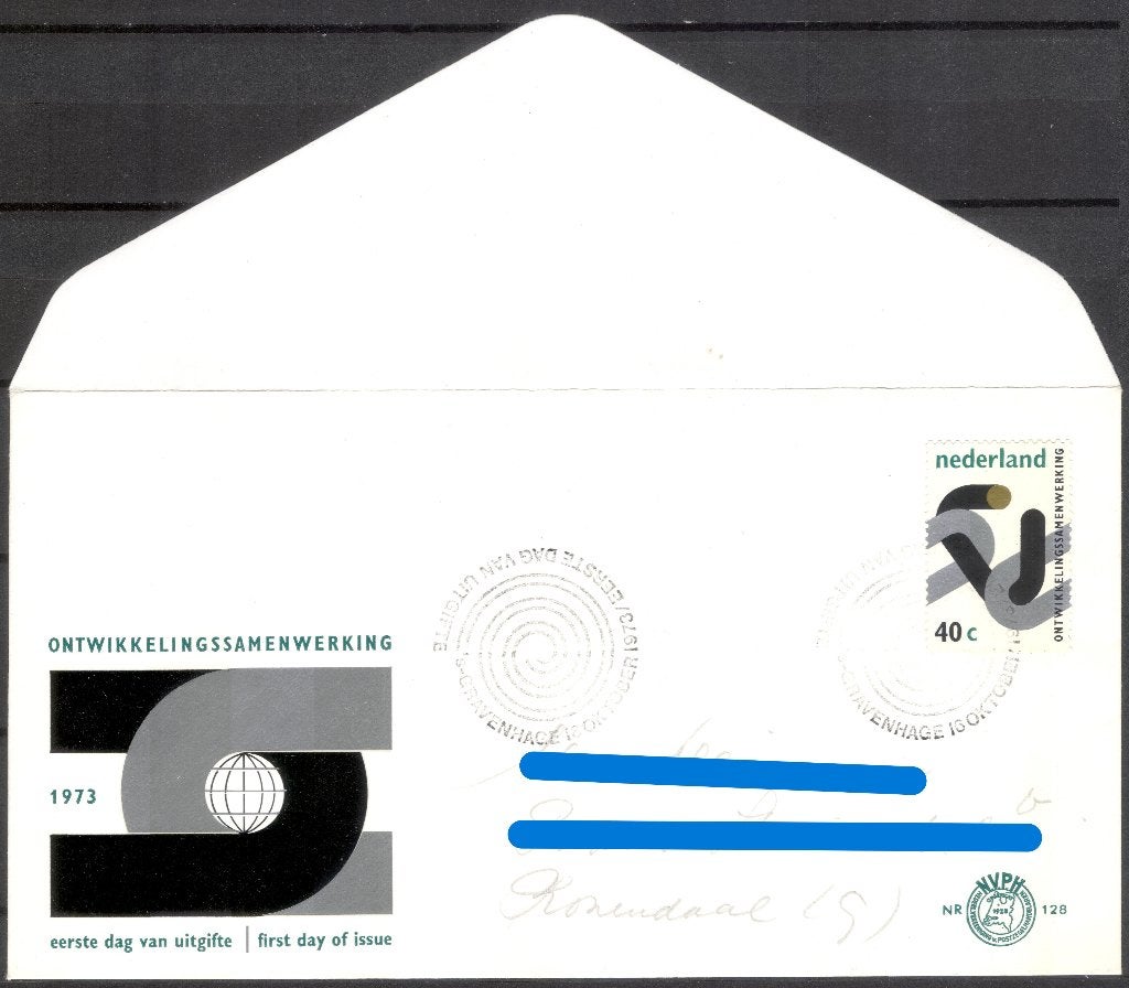E128 - ontwikkelingssamenwerking, Postzegels en Munten, Postzegels | Eerstedagenveloppen, Verzenden, Beschreven, Nederland