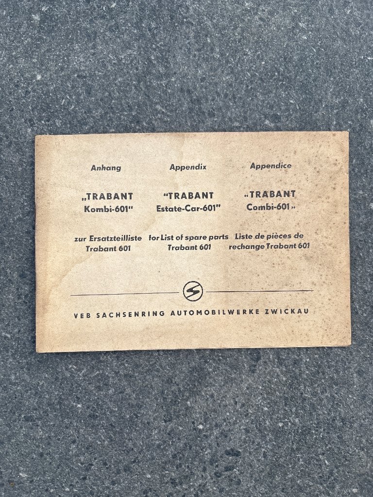 Originele Trabant 601 Kombi Onderdelenbijlage, Ophalen of Verzenden