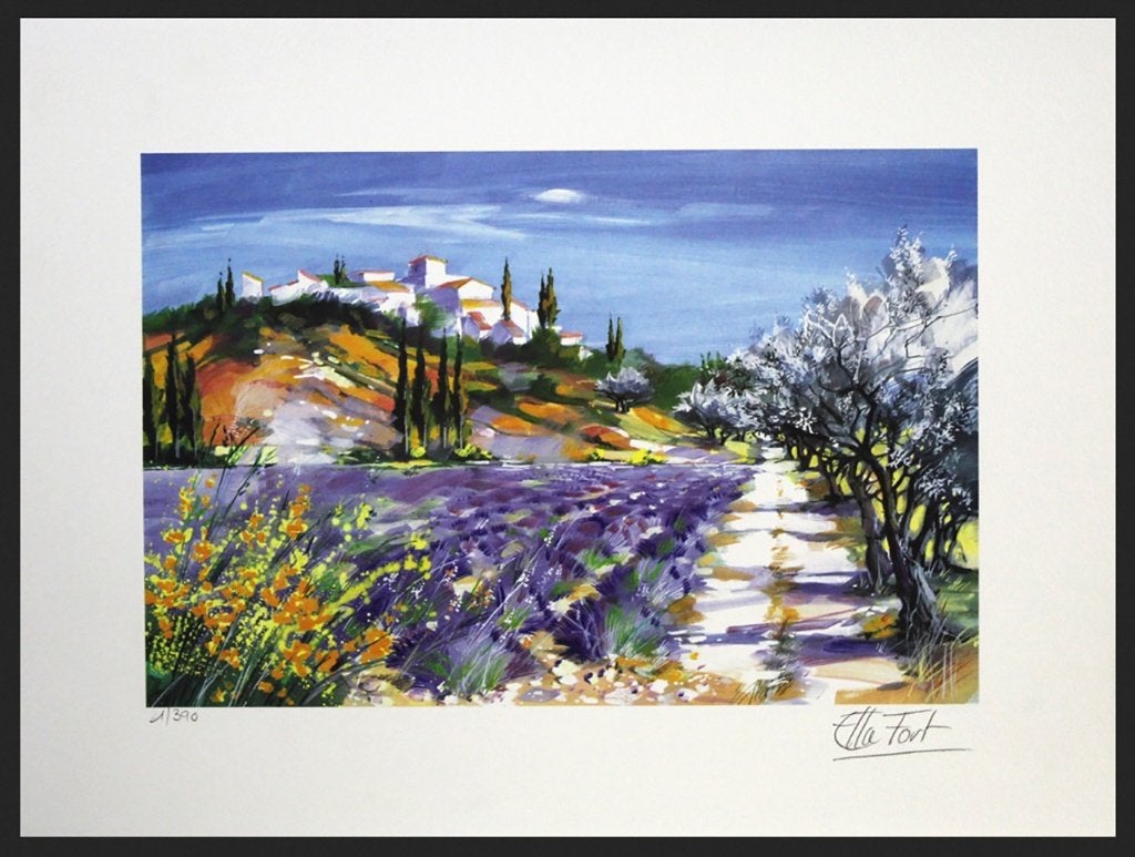 # Ella Fort # Prachtige Litho ' La Lavendes ', Ophalen of Verzenden