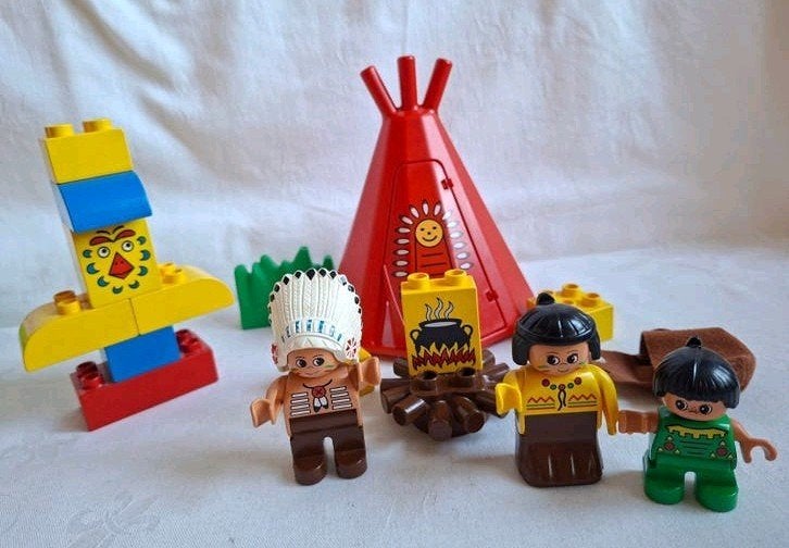 Vintage Duplo set 2432 Big Chiefs Tipi , Big Chief Camp, Gebruikt, Ophalen of Verzenden, Duplo, Complete set