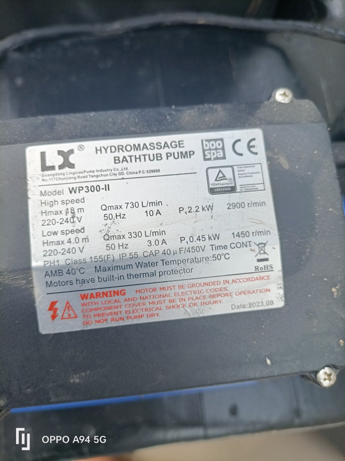 pomp voor jacuzzi LX WP300-II - Krachtige Jacuzzi Pomp, Ophalen, Zo goed als nieuw