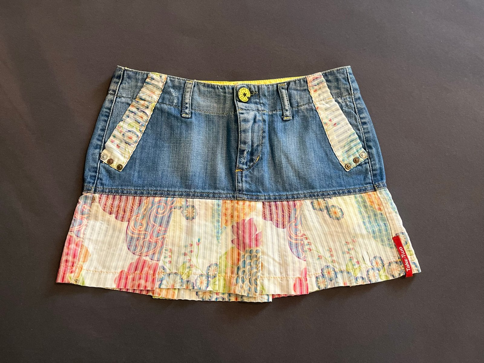 Take Two spijkerrokje met kleurrijke print, maat S, Kleding | Dames, Blauw, Ophalen of Verzenden, Zo goed als nieuw, Maat 36 (S)