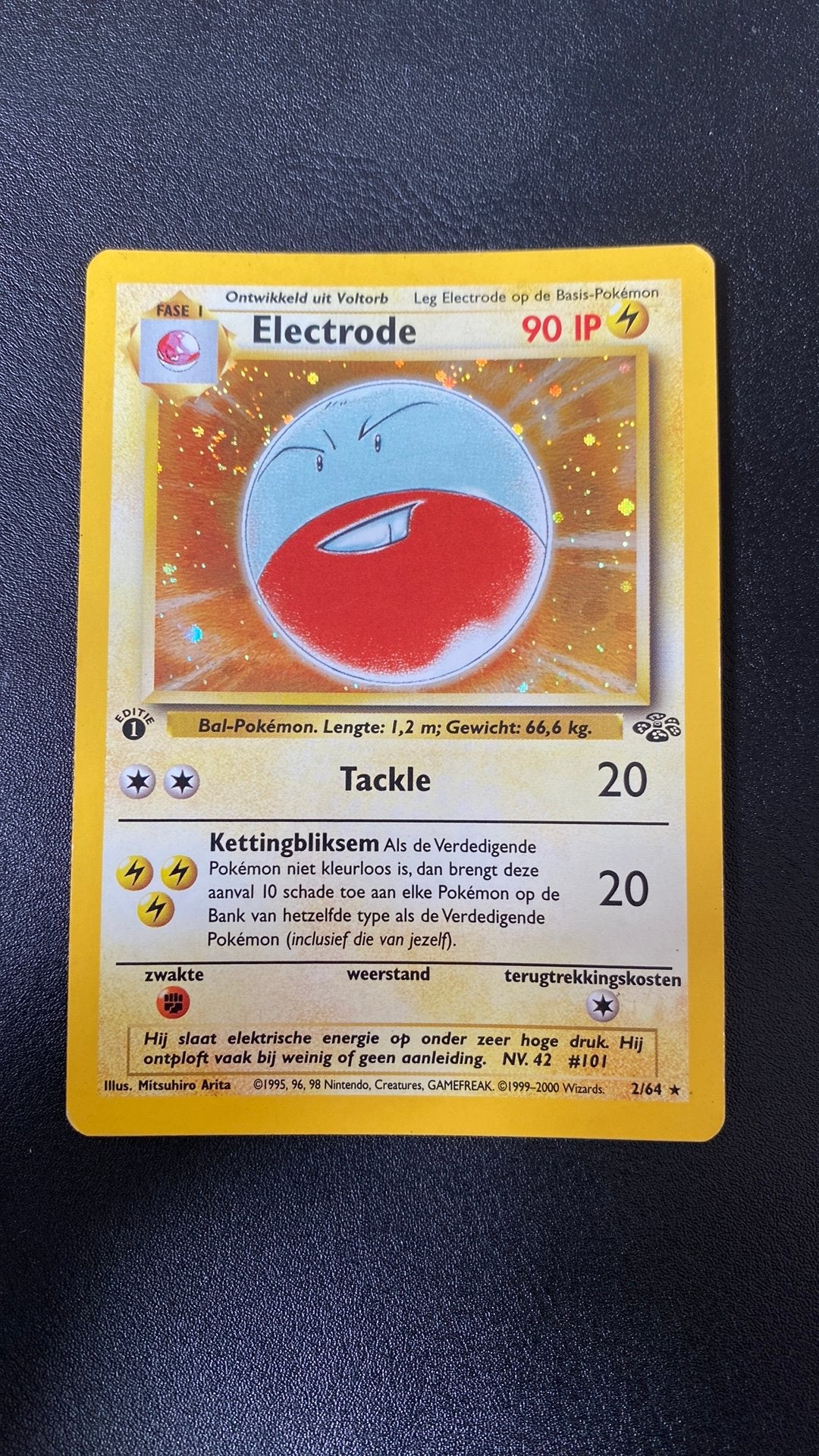Pokemon electrode 2/64 jungle holo nederlands 1st editie, Ophalen of Verzenden, Gebruikt, Losse kaart