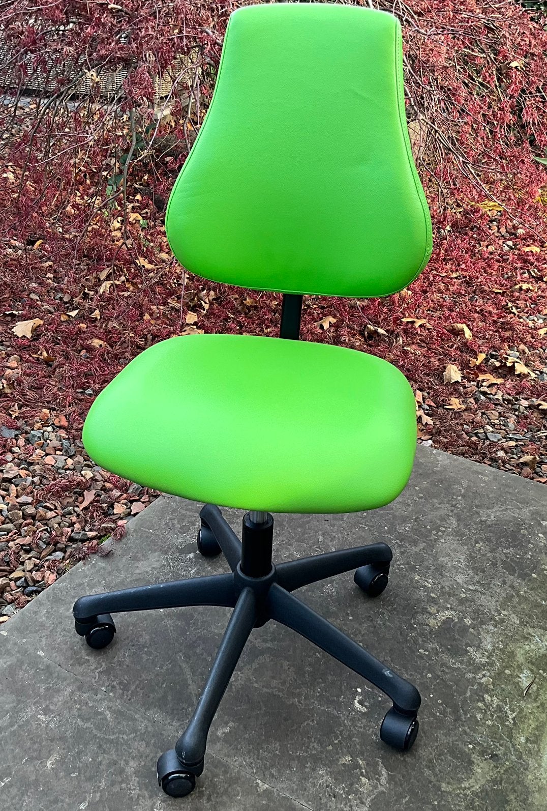 Leider stoel  op wieltjes groen, Ophalen, Nieuw, Groen
