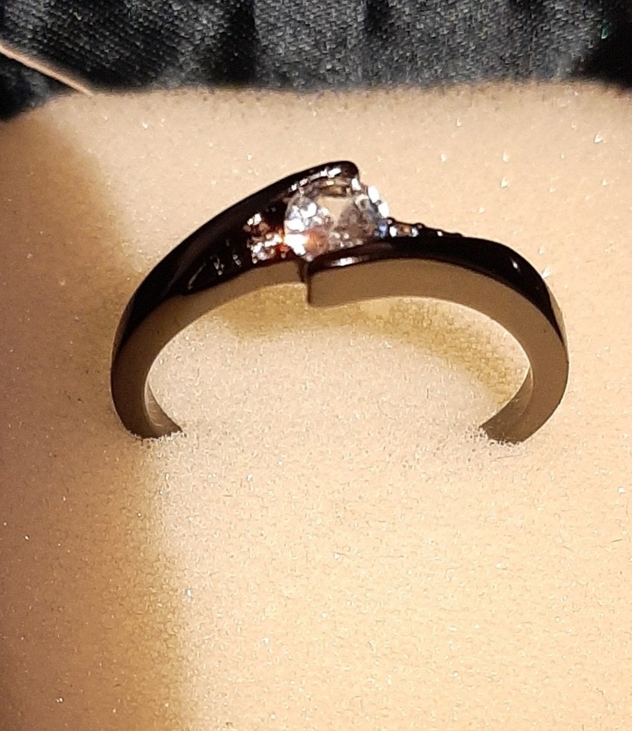Zwarte saffier ring maat 17.2mm, Overige materialen, Ut, Zwart, Nieuw
