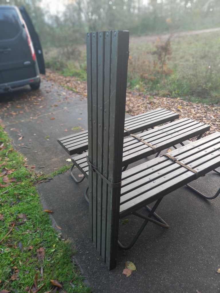 Tuinbankje vintage opklapbaar uit leger, Ophalen, Gebruikt, Hout